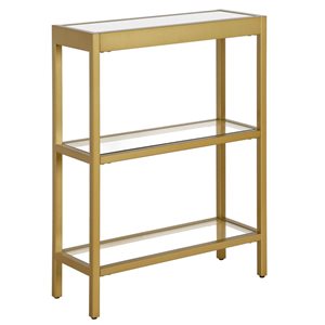 Hailey Home Alexis 22-in W Brass Metal Modern Console Table w/ w/ Glass Shelves