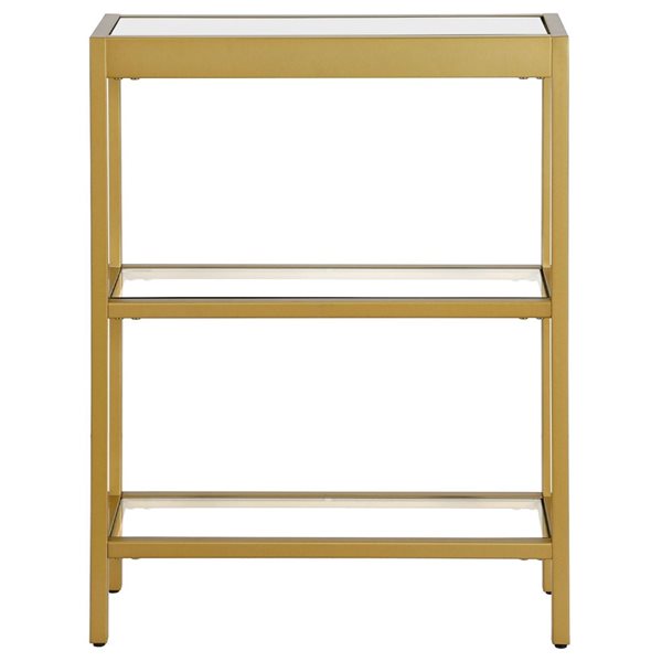 Hailey Home Alexis 22-in W Brass Metal Modern Console Table w/ w/ Glass Shelves