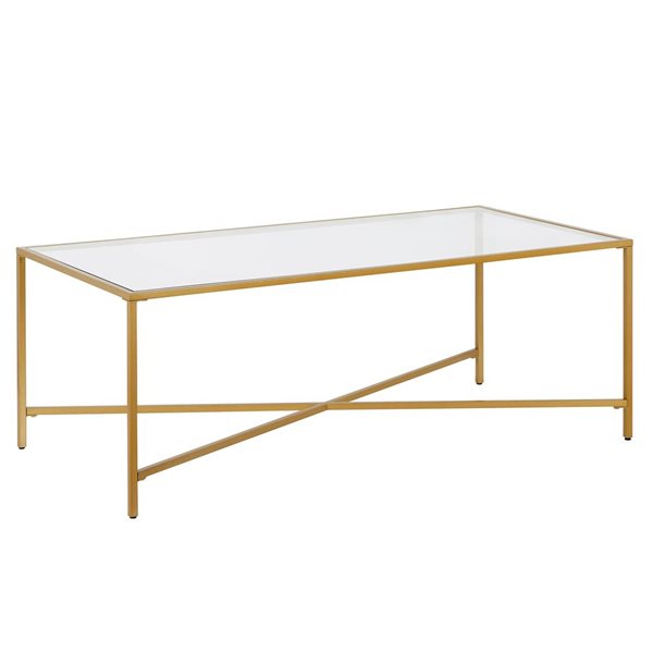 Table basse Henley de Hailey Home laiton avec surface en verre