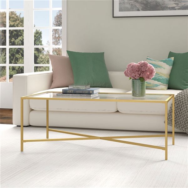 Hailey Home Henley Brass Glass Coffee Table