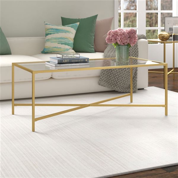 Hailey Home Henley Brass Glass Coffee Table