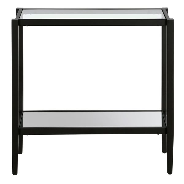 Hailey Home Hera Black Glass Rectangular End Table w/ Glass Shelf