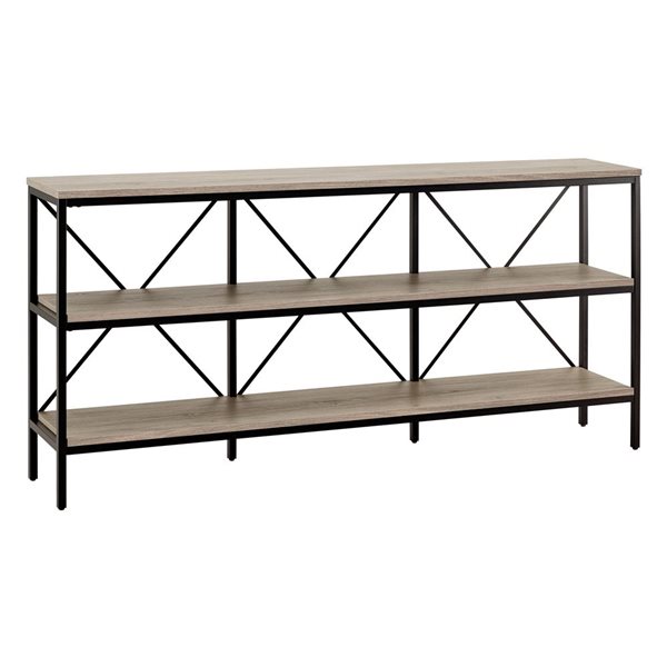 Hailey Home Kira 64-in W Blackened Bronze Metal/Antiqued Grey Oak MDF Farmhouse Console Table