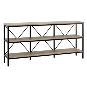 Hailey Home Kira 64-in W Blackened Bronze Metal/Antiqued Grey Oak MDF Farmhouse Console Table