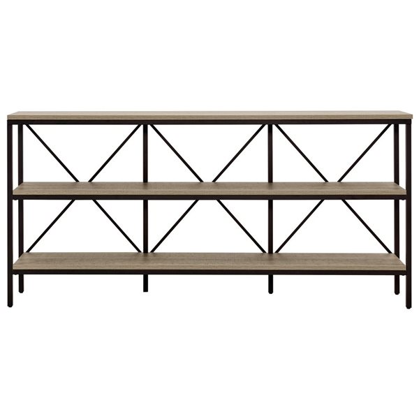 Hailey Home Kira 64-in W Blackened Bronze Metal/Antiqued Grey Oak MDF Farmhouse Console Table