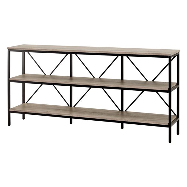 Hailey Home Kira 64-in W Blackened Bronze Metal/Antiqued Grey Oak MDF Farmhouse Console Table