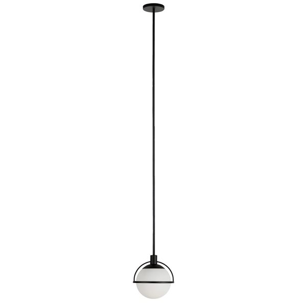 Luminaire suspendu Cieonna Hailey Home 9,4 po l. noir avec abat-jour en verre givré