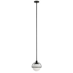 Luminaire suspendu Cieonna Hailey Home 9,4 po l. noir avec abat-jour en verre givré