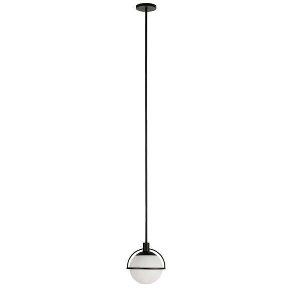 Hailey Home Cieonna 9.4-in W Black Pendant Ceiling Light w/ Frosted Glass Shade