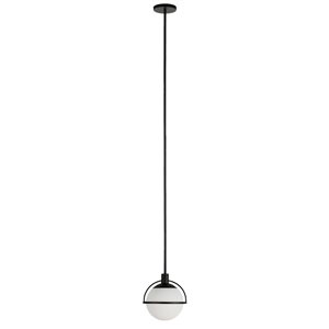 Hailey Home Cieonna 9.4-in W Black Pendant Ceiling Light w/ Frosted Glass Shade