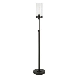 Hailey Home Frieda 66-in H Black Floor Lamp w/ Seeded Glass Shade