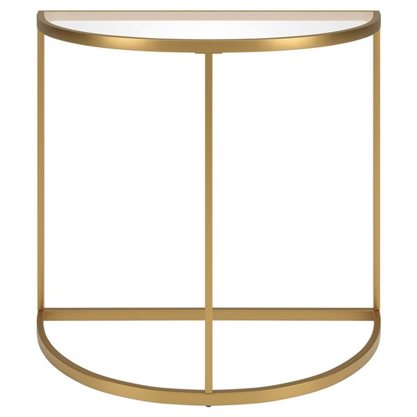 Hailey Home Verlaine 32-in W Gold Metal Mid-Century Demilune Console Table w/ Glass Top