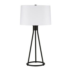 Hailey Home Nova 28-in H Blackened Bronze Metal Table Lamp with White Fabric Shade