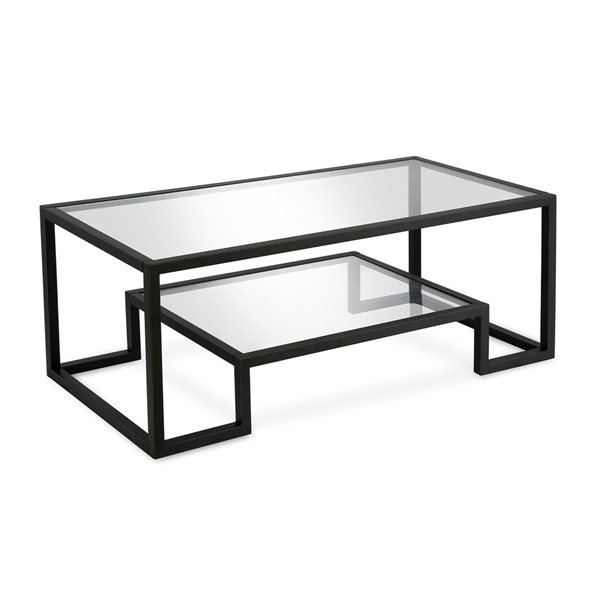 Table basse Athena de Hailey Home noir avec surface en verre