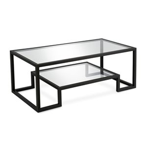 Table basse Athena de Hailey Home noir avec surface en verre