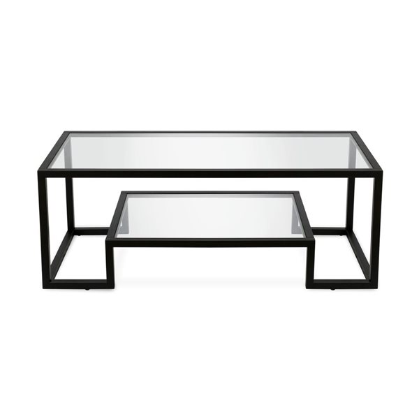 Table basse Athena de Hailey Home noir avec surface en verre