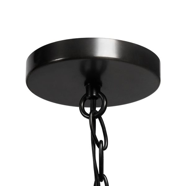 Luminaire suspendu Annie Hailey Home 9 po l. noir avec abat-jour en verre givré