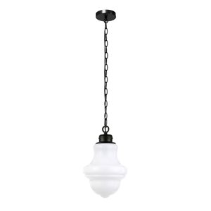 Luminaire suspendu Annie Hailey Home 9 po l. noir avec abat-jour en verre givré