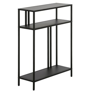 Hailey Home Cortland 22 W x 29.5-in H Blackened Bronze Metal Industrial Console Table w/ Metal Shelves