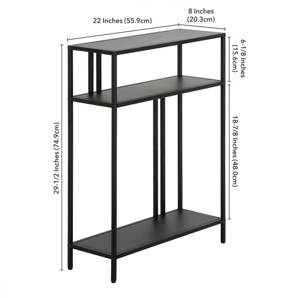 Hailey Home Cortland 22 W x 29.5-in H Blackened Bronze Metal Industrial Console Table w/ Metal Shelves