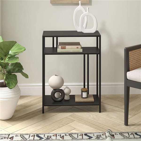 Hailey Home Cortland 22 W x 29.5-in H Blackened Bronze Metal Industrial Console Table w/ Metal Shelves