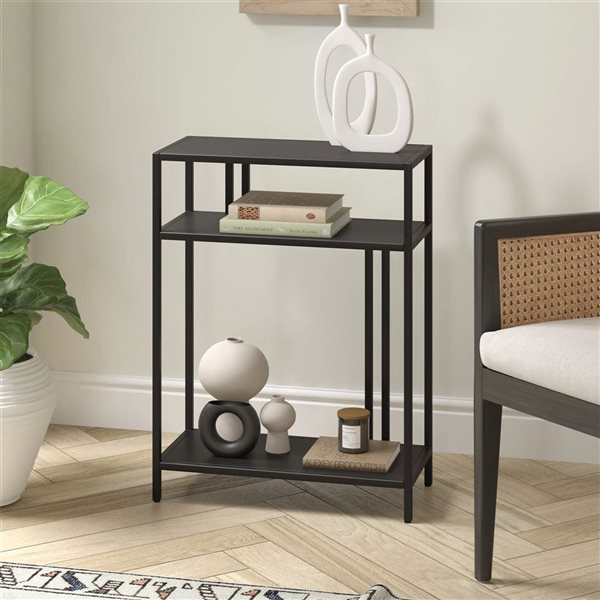 Hailey Home Cortland 22 W x 29.5-in H Blackened Bronze Metal Industrial Console Table w/ Metal Shelves