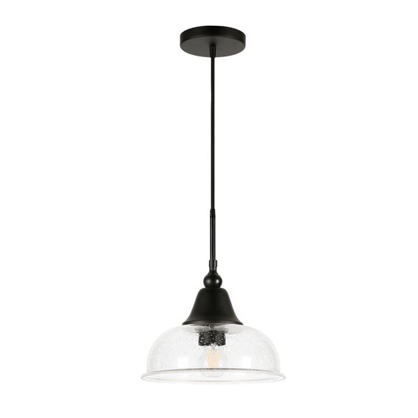 Luminaire suspendu Magnolia Hailey Home 10,75 po l. noir avec abat-jour en verre transparent