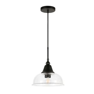 Luminaire suspendu Magnolia Hailey Home 10,75 po l. noir avec abat-jour en verre transparent