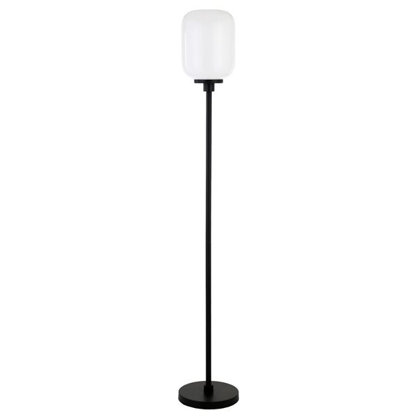 Hailey Home Agnolo 69-in H Black Floor Lamp w/ White Glass Shade