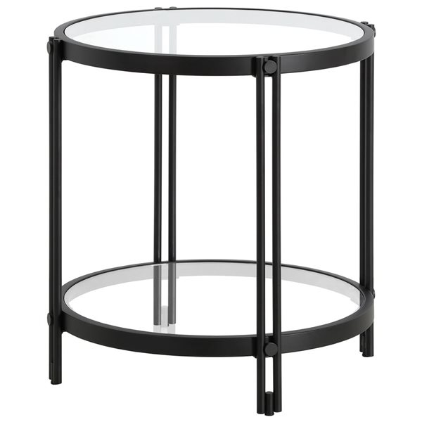 Hailey Home Inez Black Glass Round End Table