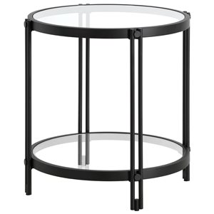 Hailey Home Inez Black Glass Round End Table