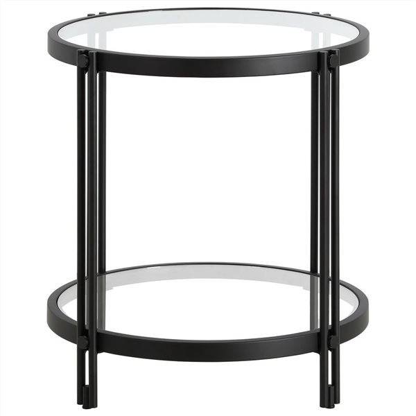 Hailey Home Inez Black Glass Round End Table