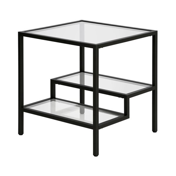 Table d'appoint carrée Lovett de Hailey Home noir avec surface en verre