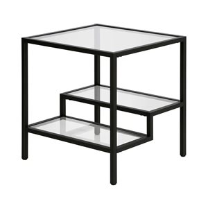 Table d'appoint carrée Lovett de Hailey Home noir avec surface en verre