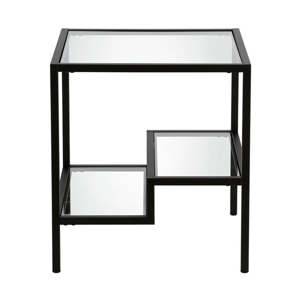 Table d'appoint carrée Lovett de Hailey Home noir avec surface en verre