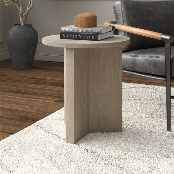 Hailey Home Anders Grey Oak Composite Round End Table