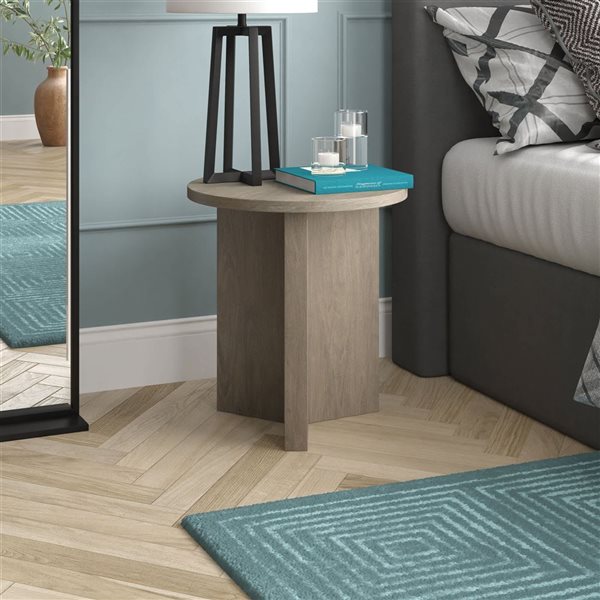 Hailey Home Anders Grey Oak Composite Round End Table