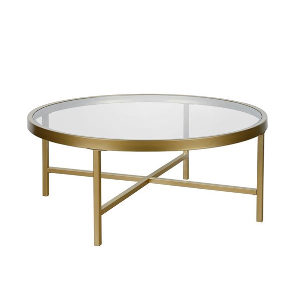 Table basse ronde Xivil de Hailey Home laiton avec surface en verre