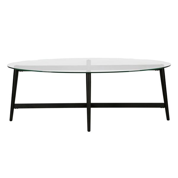 Hailey Home Olson Black Oval Glass Coffee Table