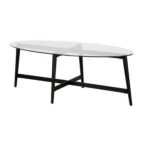 Hailey Home Olson Black Oval Glass Coffee Table