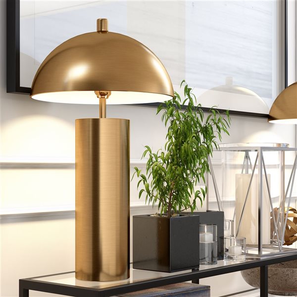 Hailey Home York 27-in H Brass Table Lamp with Metal Shade