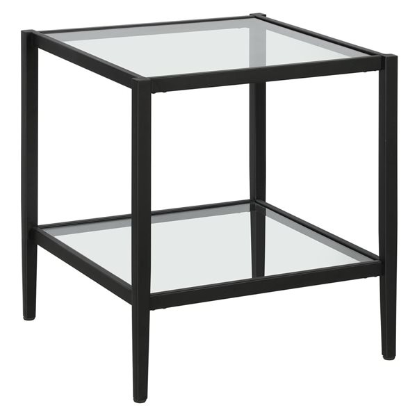 Hailey Home Hera Black Glass Square End Table