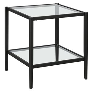 Hailey Home Hera Black Glass Square End Table