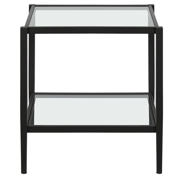 Hailey Home Hera Black Glass Square End Table