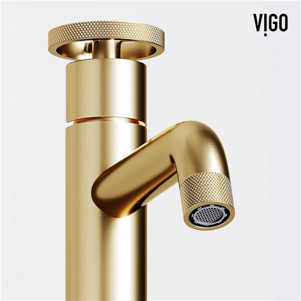 VIGO Cass 12-in Matte Brushed Gold Single Handle Single Hole Bathroom Vessel Faucet