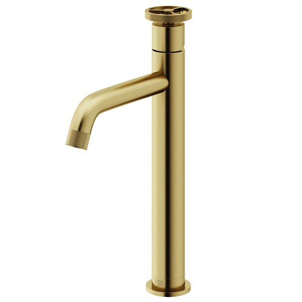 VIGO Cass 12-in Matte Brushed Gold Single Handle Single Hole Bathroom Vessel Faucet