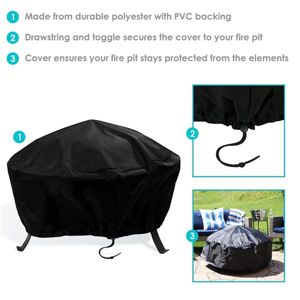 Sunnydaze Decor 40-in W Black Weather Resistant Round Fire Pit Cover