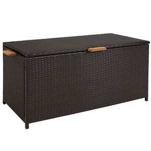 Sunnydaze Decor 23 L x 51-in W Brown Resin Wicker Deck Box w/ Wood Handles