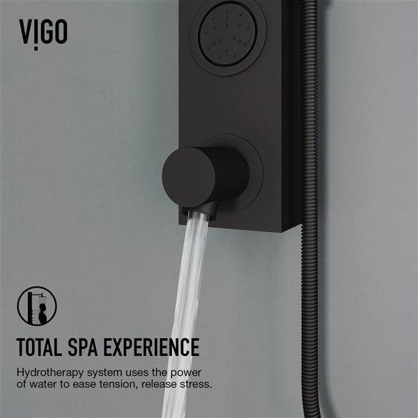 VIGO Bowery&nbsp;58-in H x&nbsp;4-in W&nbsp;4-Jet High-Pressure Shower Panel System w/Round Fixed Matte Black Rain Shower Head