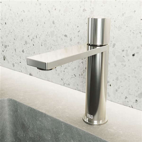 VIGO Halsey 8-in Brushed Nickel Single Handle Single Hole Bathroom Faucet